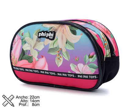 Cartuchera Oval 2 Cierresdegrade Flowers PHI PHI TOYS 1