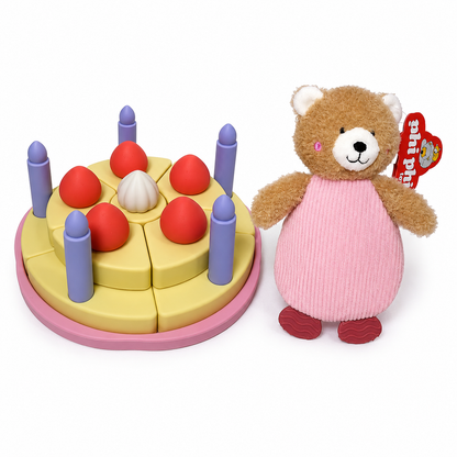 Combo casita de silicona y sonajero de oso