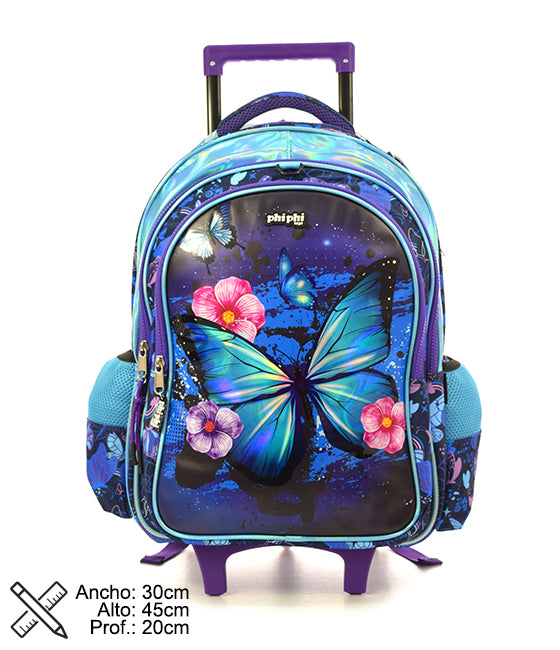 Mochila Con Carro Butterfly Blue 18" PHI PHI TOYS 1