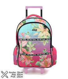Mochila Con Carro Degrade Flowers 19" PHI PHI TOYS 1