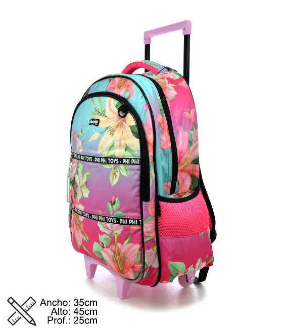 Mochila Con Carro Degrade Flowers 19" PHI PHI TOYS 2