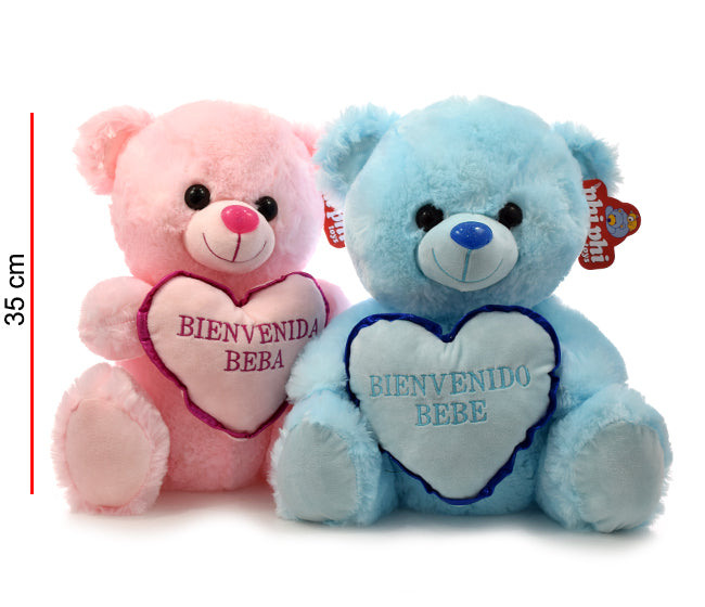 Oso Rosa Y Celeste Con Corazon Bienvenidos 35cm PHI PHI TOYS 1