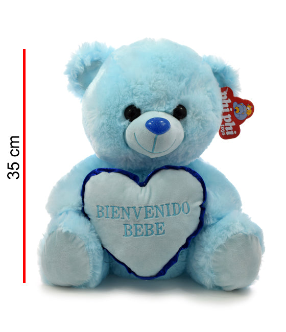 Oso Rosa Y Celeste Con Corazon Bienvenidos 35cm PHI PHI TOYS 3