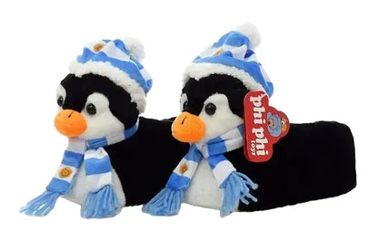 Pantuflas de peluche pingüino - niños y adultos