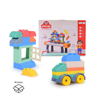 Soft Blocks With Building Table 80 Pcs PHI PHI TOYS 2